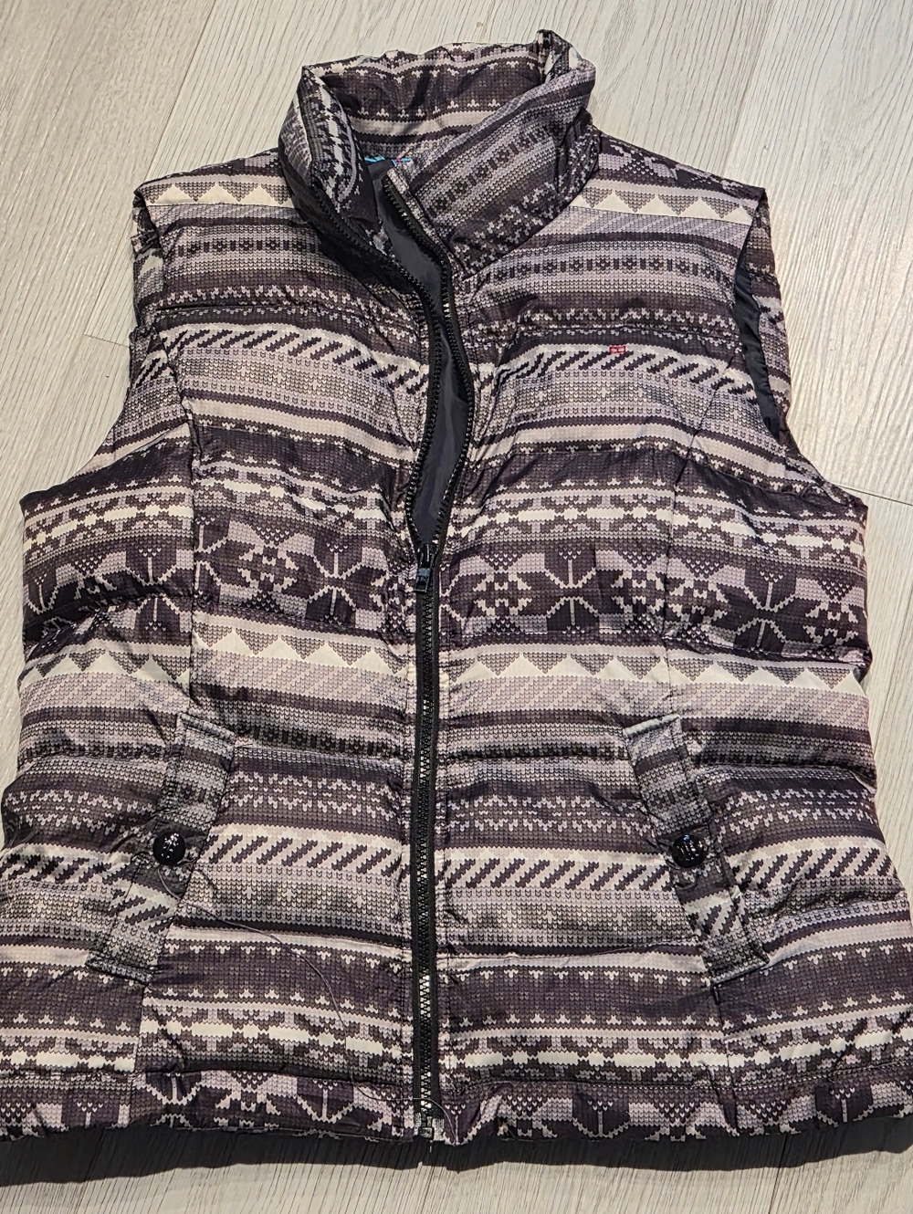 Tommy Hilfiger Quilted Patterned Puffer Vest in Brown & Cream